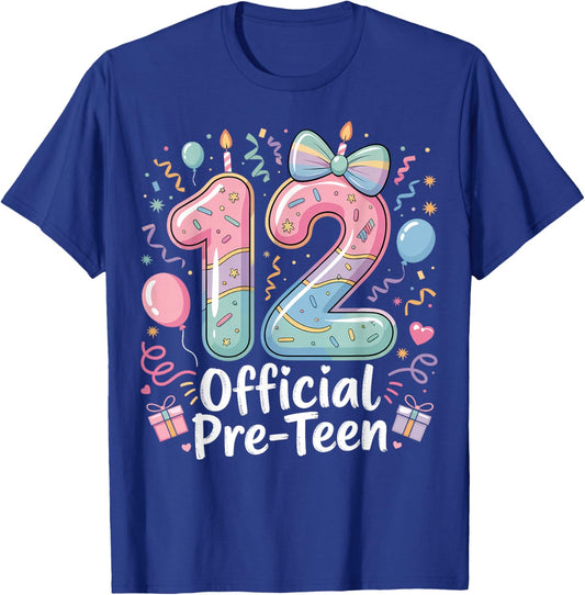 12 Official Pre-Teen Coquette 12 Year Old 12th Birthday Girl T-Shirt - T-Shirt | Royal
