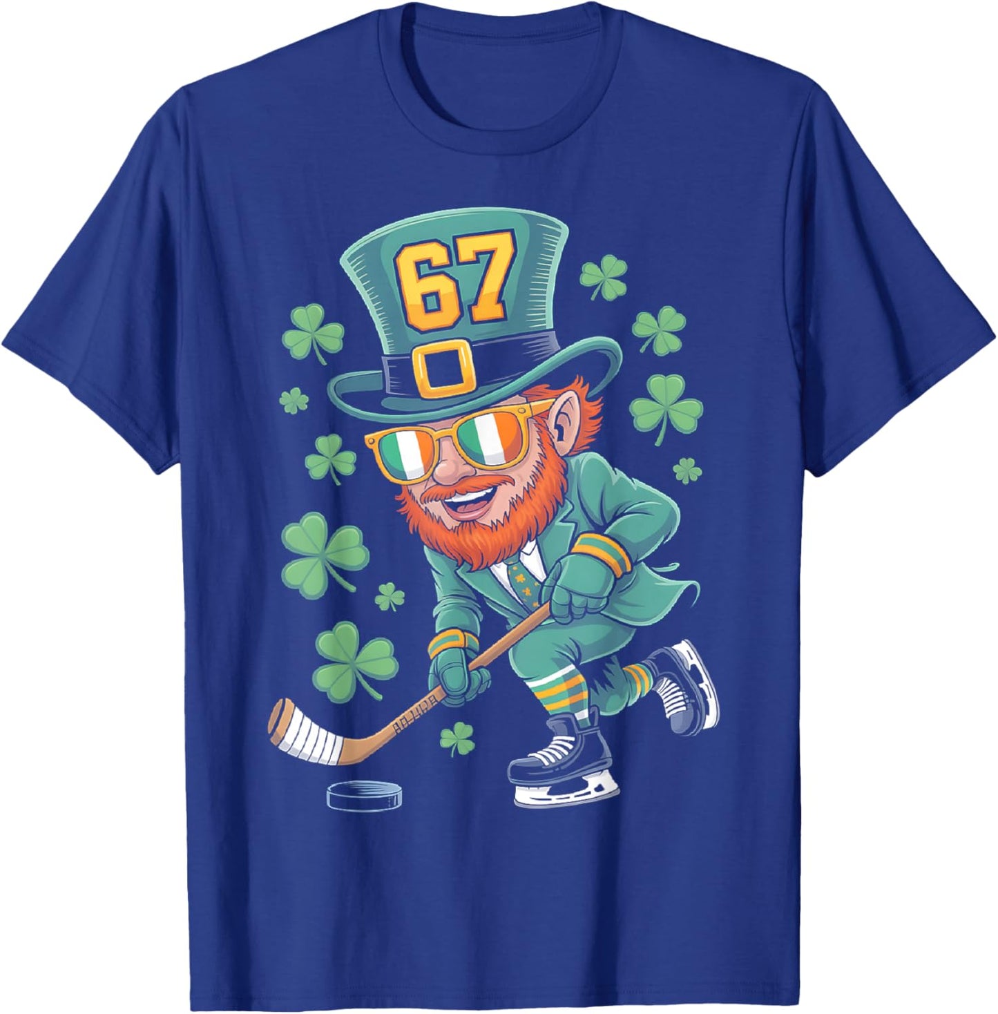 Leprechaun 67 Playing Hockey St Patricks Day Sport Boys T-Shirt - T-Shirt | Royal