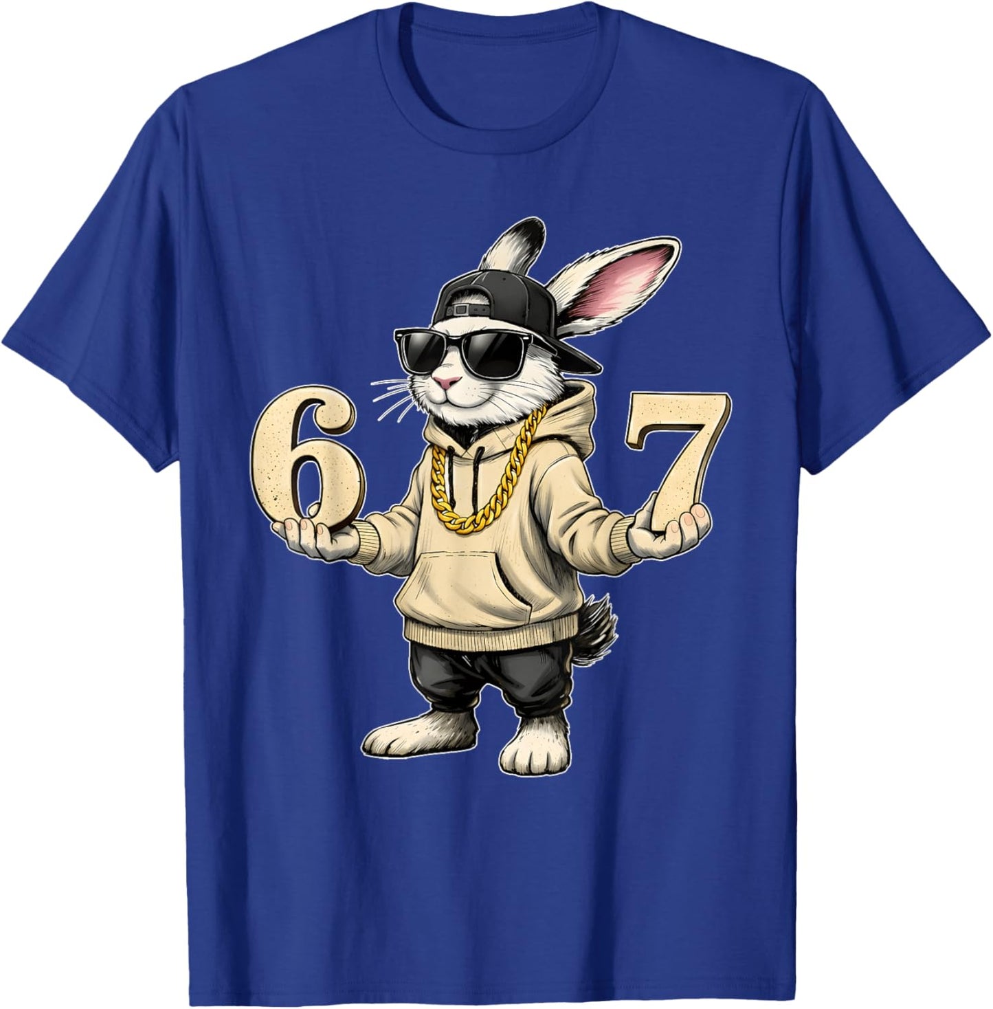 Funny Easter Day Bunny 6 7 Six Seven Meme Men Boy Kid T-Shirt - T-Shirt | Royal