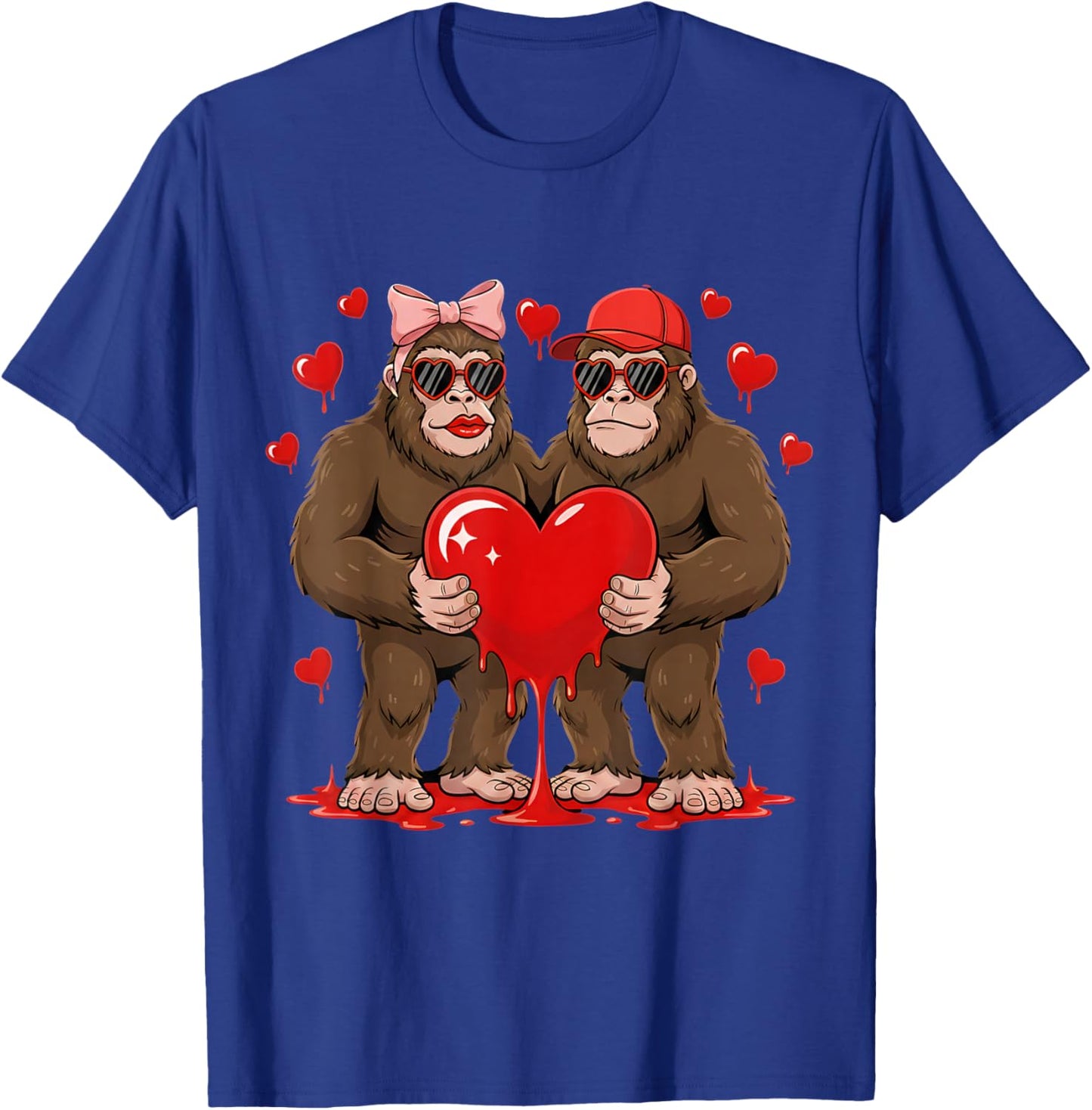 Valentine Bigfoot Sasquatch Lover Cute Valentines Day T-Shirt - T-Shirt | Royal