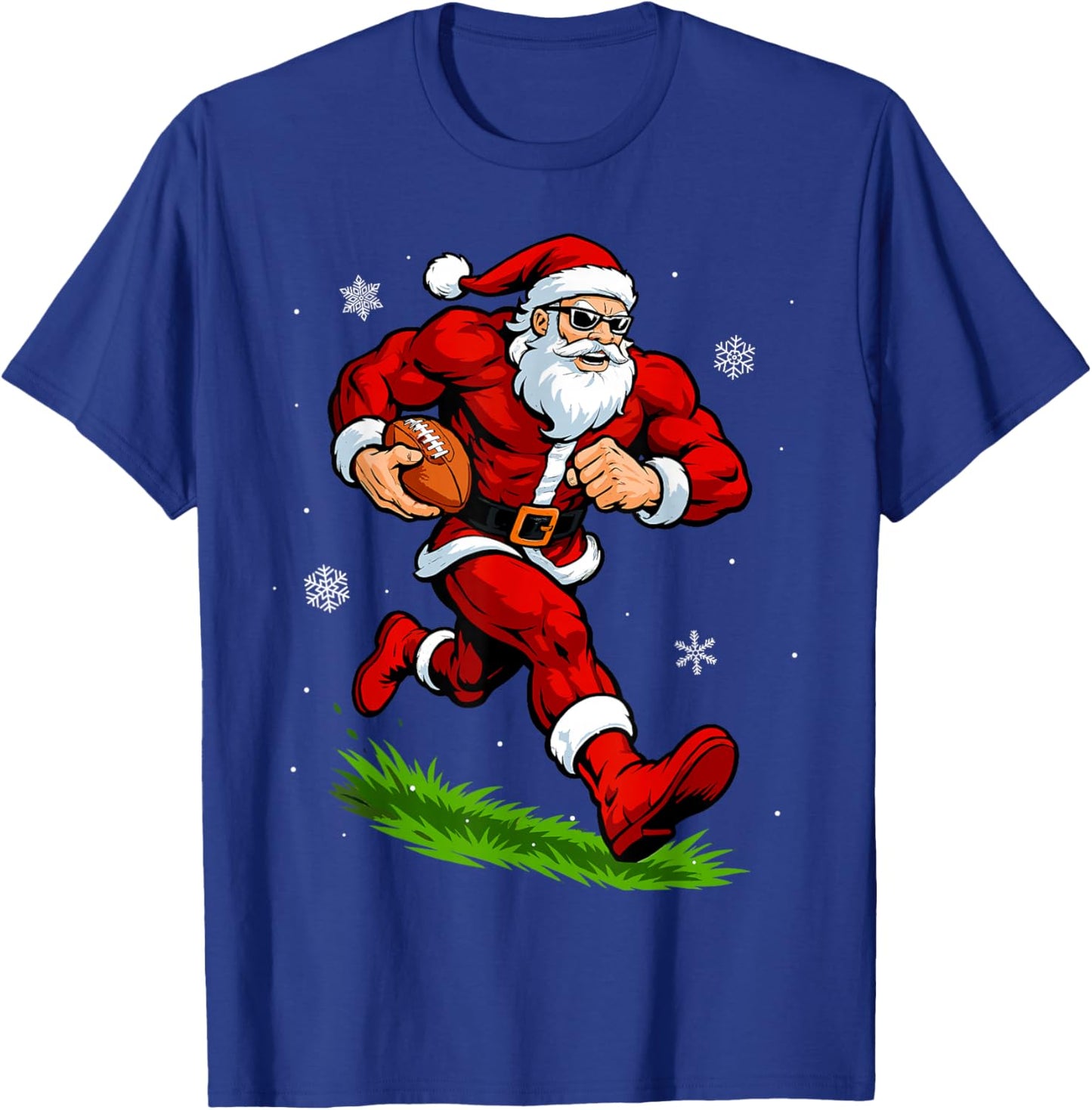 Santa Playing Football Xmas Funny Christmas Football Santa T-Shirt - T-Shirt | Royal