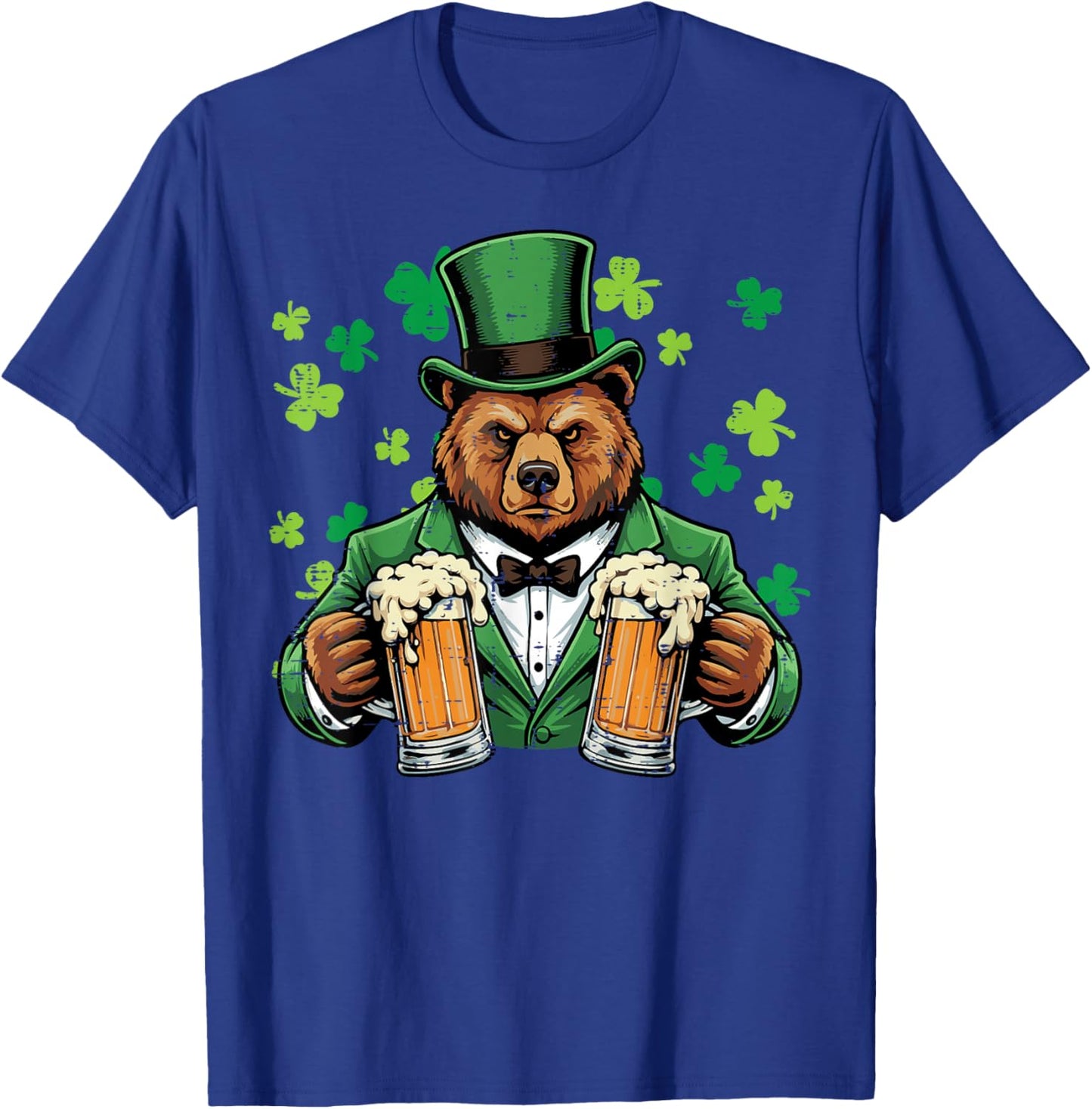 St Patricks Day Bear Funny Irish Pub Paddys Men Women T-Shirt - T-Shirt | Royal