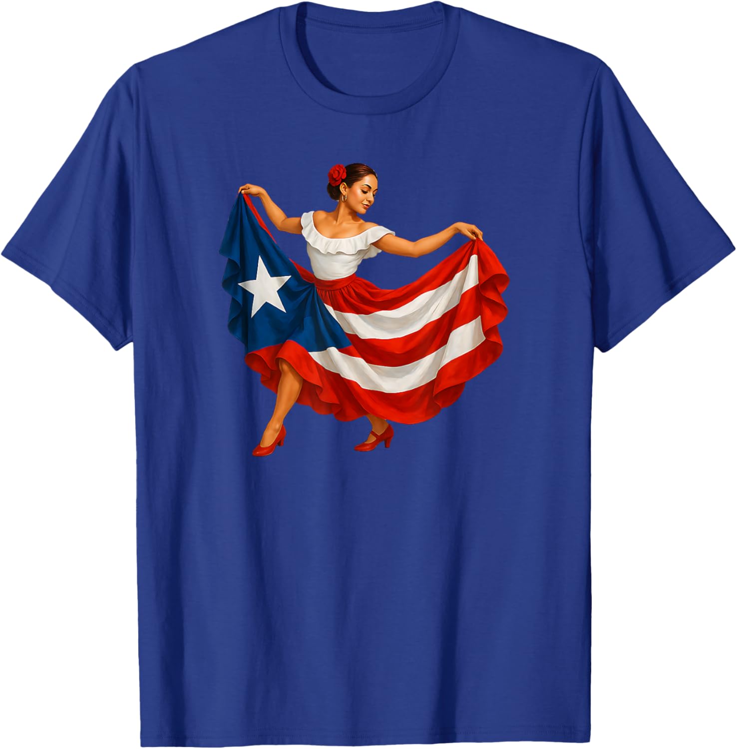 Puerto Rico Girl Boricua Flag Puerto Rican Folkloric Dance T-Shirt - T-Shirt | Royal