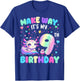 It's My 9th Birthday Girl Cute Axolotl 9 Year Old Bday Kids T-Shirt - T-Shirt | Royal