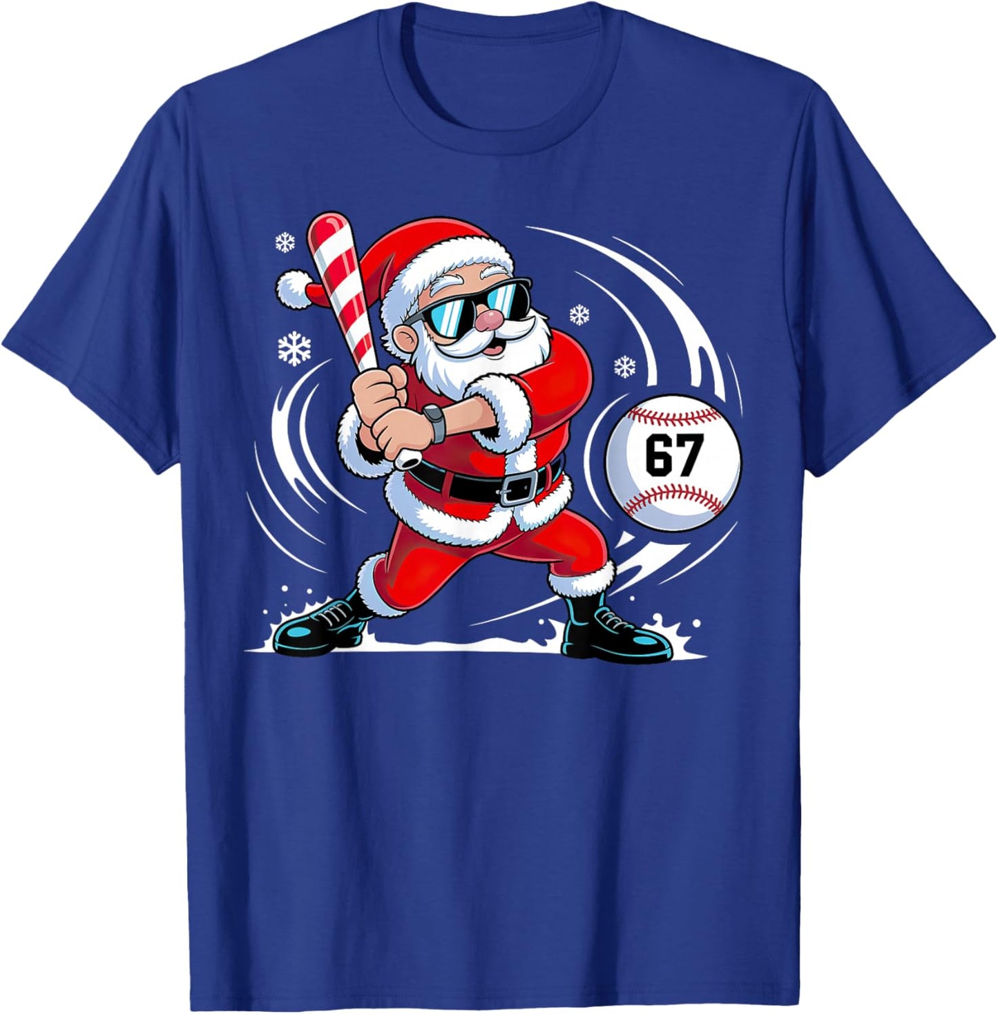 Baseball Santa 67 Christmas Xmas T-Shirt - T-Shirt | Royal