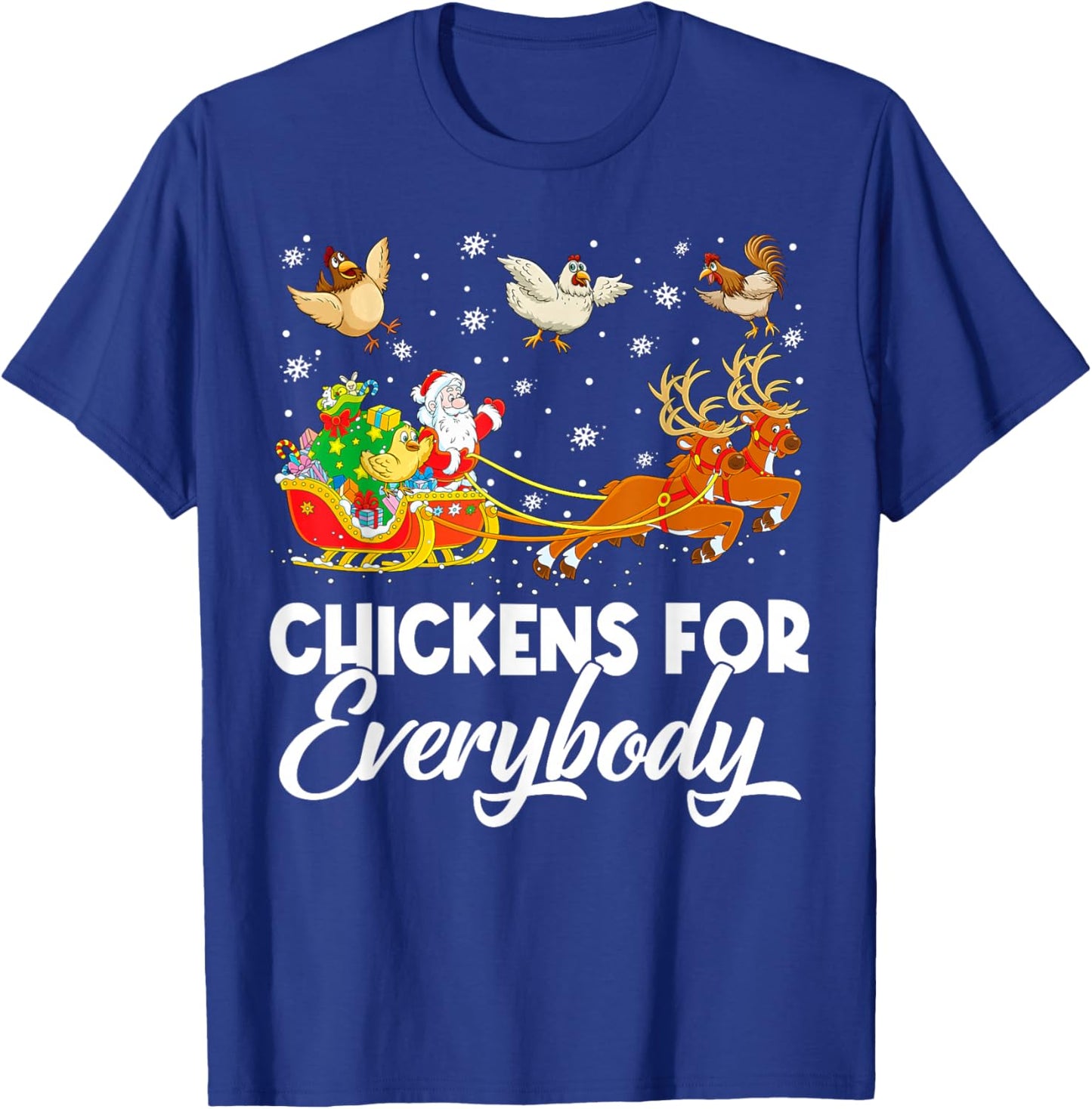 Chickens for Everybody Santa Sleigh Merry Christmas Pajamas T-Shirt - T-Shirt | Royal