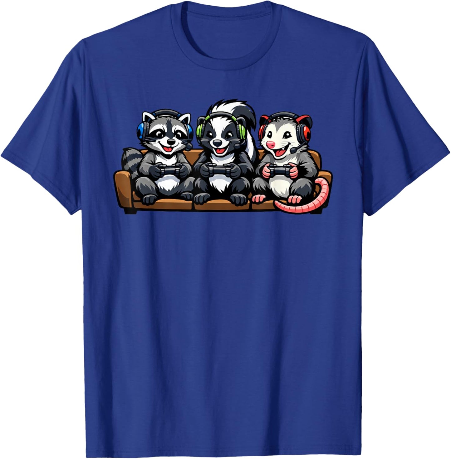 Raccoon Possum Skunk Funny Video Games Gamer T-Shirt - T-Shirt | Royal