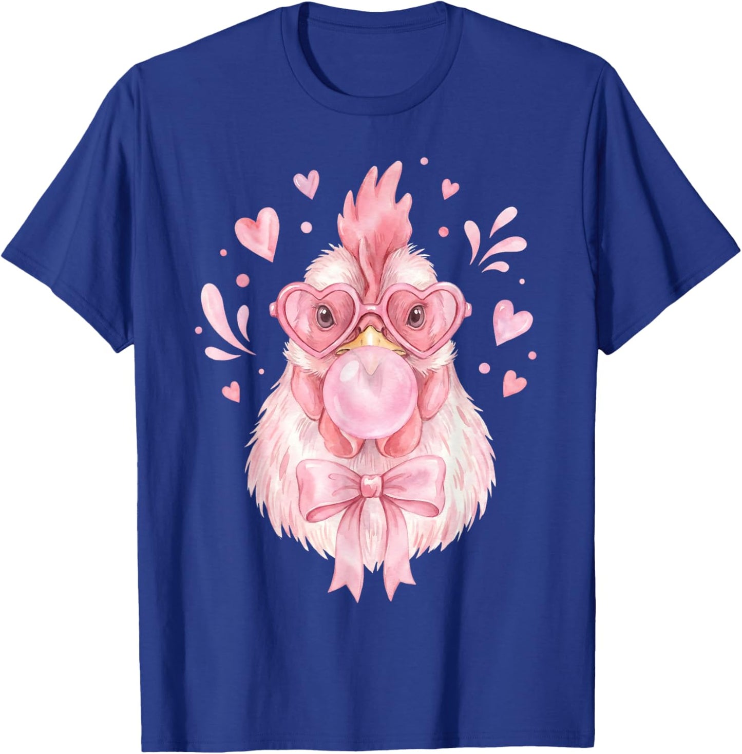 Chicken Farm Valentine Cupid Coquette Bow Blowing Bubblegum T-Shirt - T-Shirt | Royal