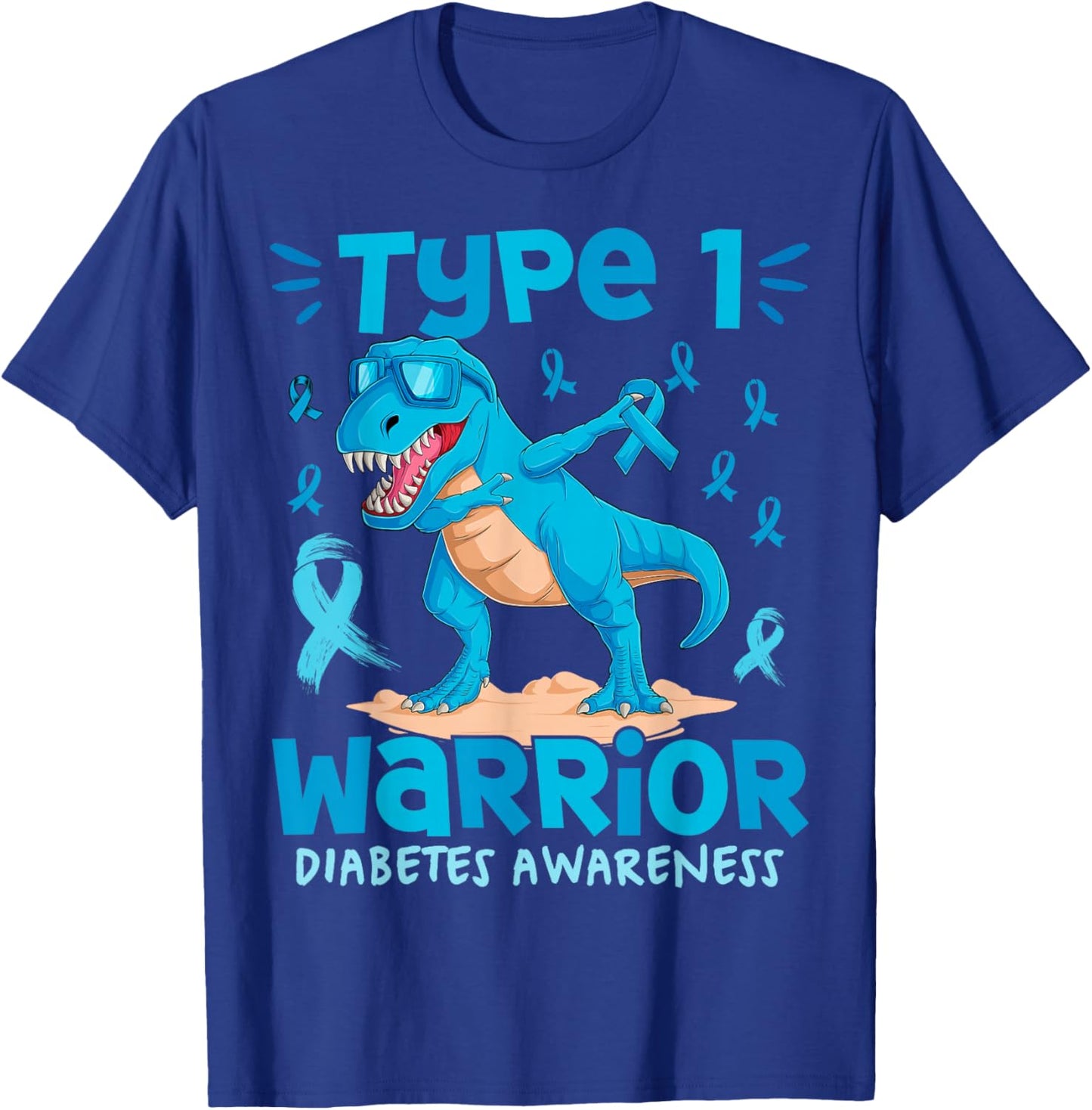 Type One Diabetes Awareness Dinosaur Boys Girls T1D Diabetic T-Shirt - T-Shirt | Royal
