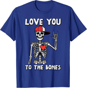 Valentines Day Skeleton Love You Rocker Men Boys Kids Youth T-Shirt - T-Shirt | Royal