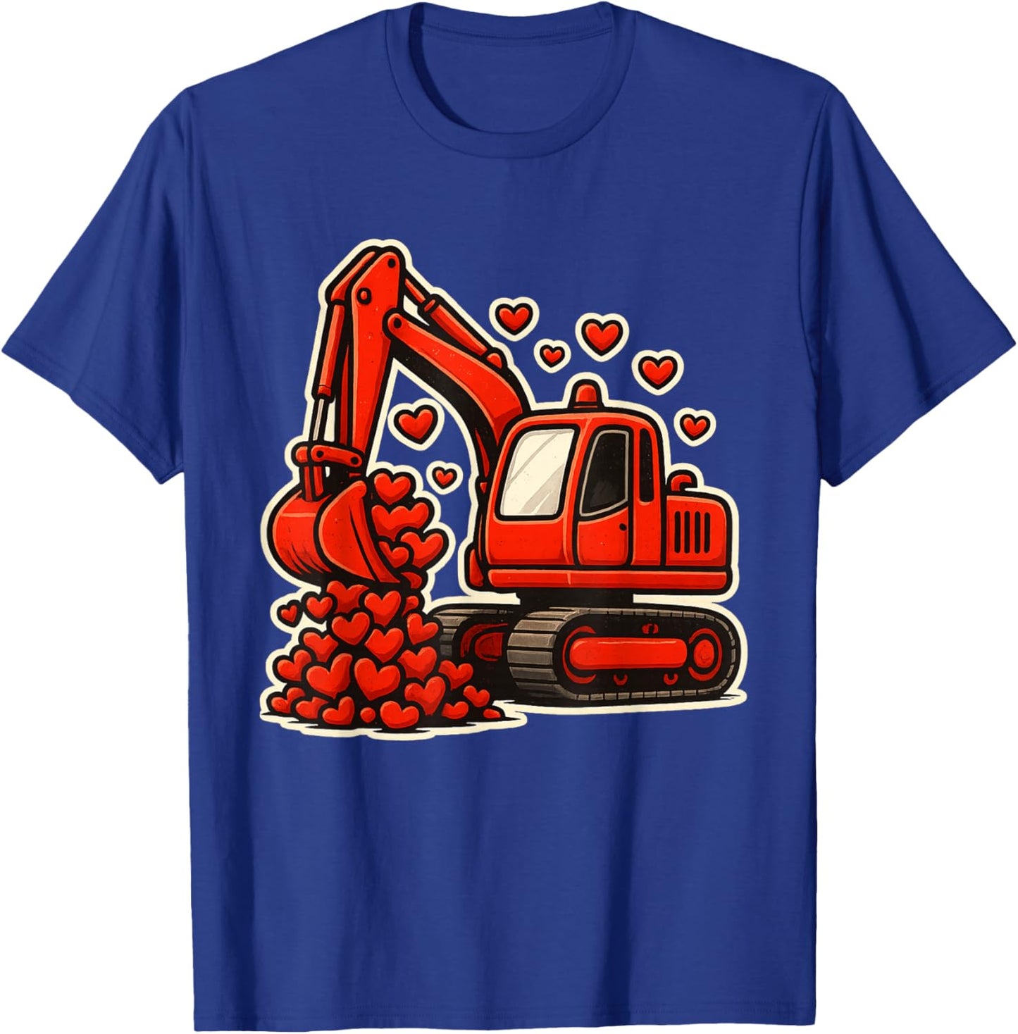 Excavator Hearts Valentine's Day Construction Boys Kids T-Shirt - T-Shirt | Royal
