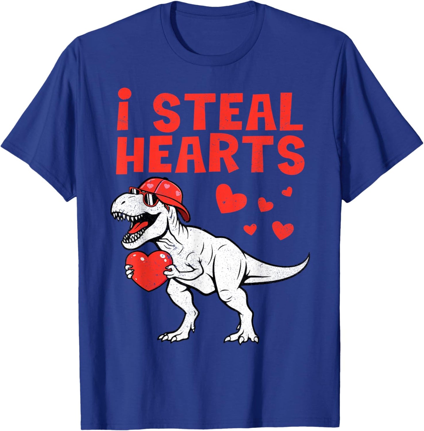 I Steal Hearts T-Rex Dino Valentines Day Boy Toddlers Kids T-Shirt - T-Shirt | Royal