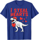 I Steal Hearts T-Rex Dino Valentines Day Boy Toddlers Kids T-Shirt - T-Shirt | Royal