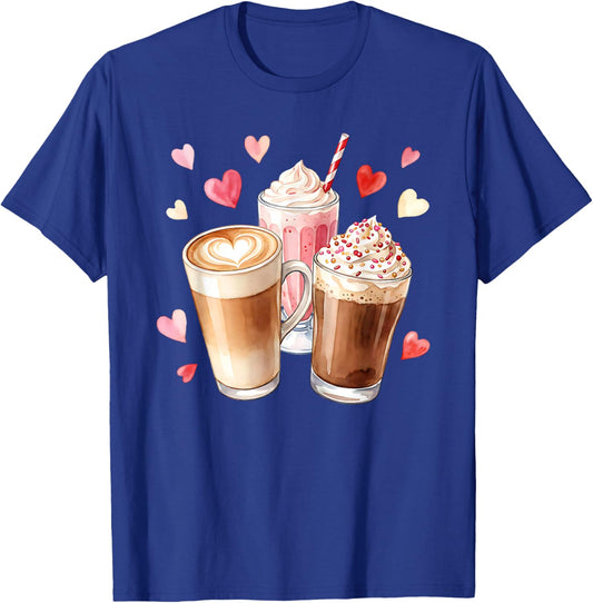 Galentines Day Coffee Lover Watercolor Besties Brunch Latte T-Shirt - T-Shirt | Royal
