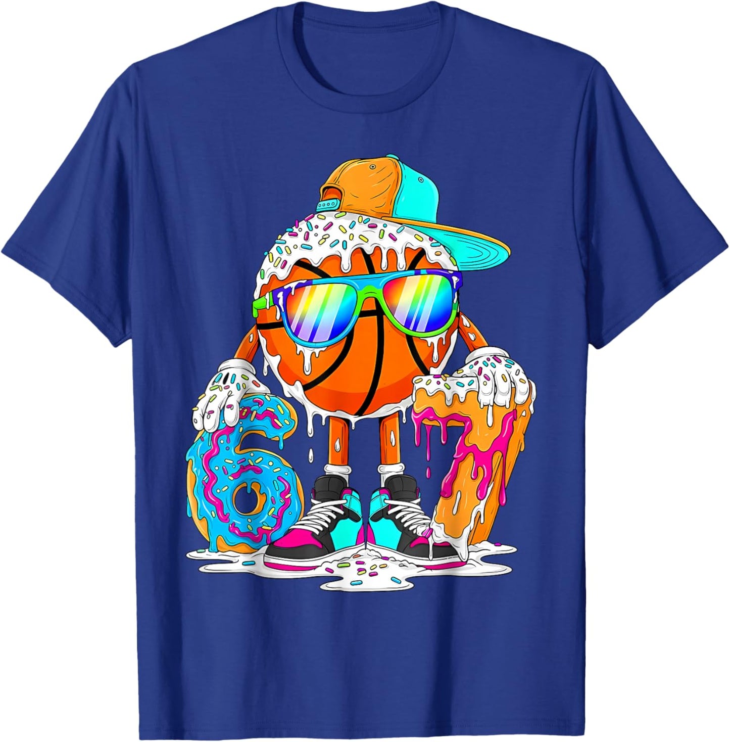 Basketball 67 Six Seven Funny Gen Alpha Meme Ice Cream Drip T-Shirt - T-Shirt | Royal