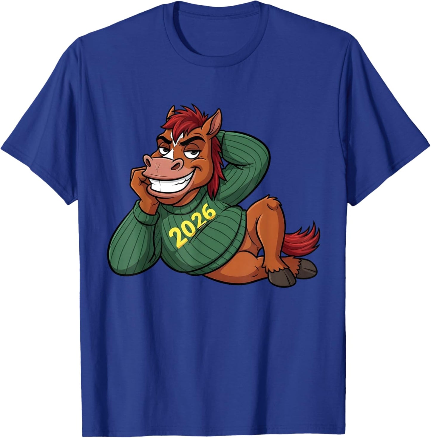 Funny Lunar New Year 2026 Horse Festive Cartoon T-Shirt - T-Shirt | Royal