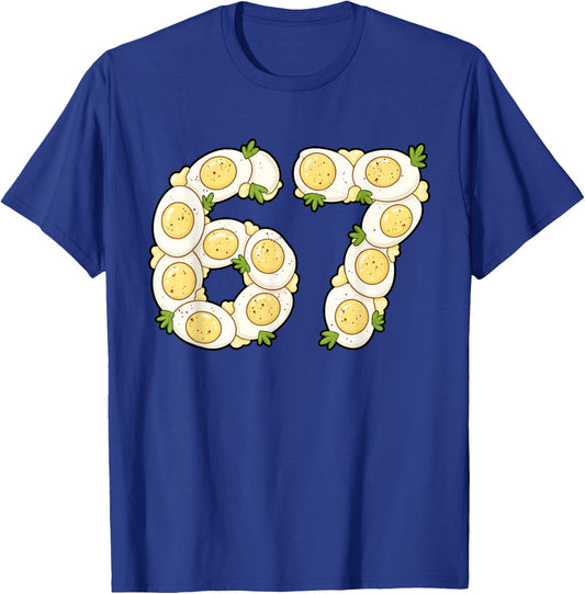 Thanksgiving 67 Deviled Eggs Funny Six Seven Deviled Eggs T-Shirt - T-Shirt | Royal