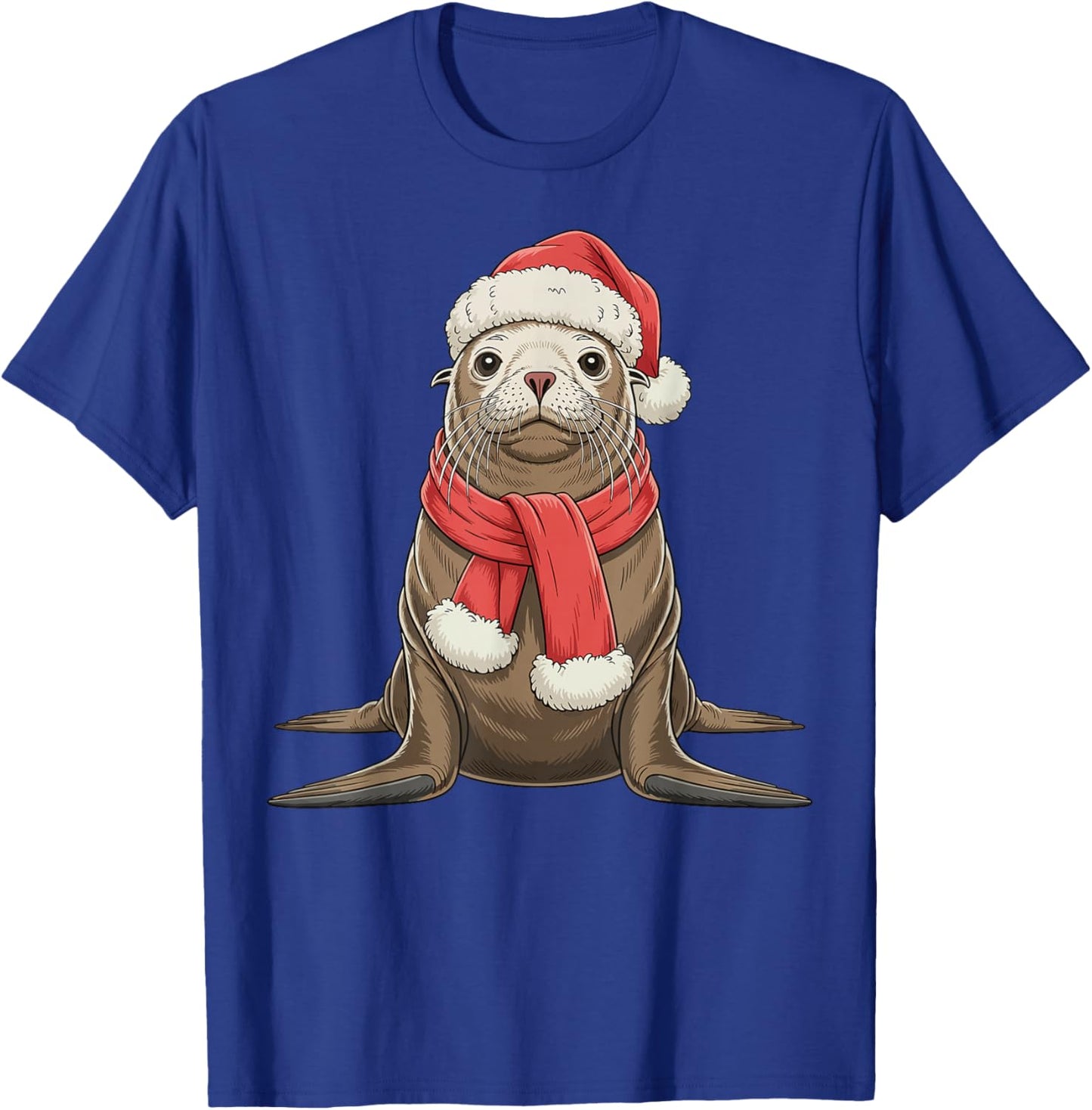 Cute Christmas Sea Lion Santa T-Shirt - T-Shirt | Royal