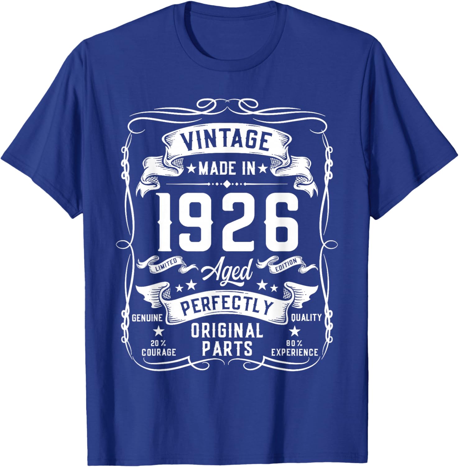 Vintage 1926 100yr 100th Birthday Gifts 100 Year Old T-Shirt - T-Shirt | Royal