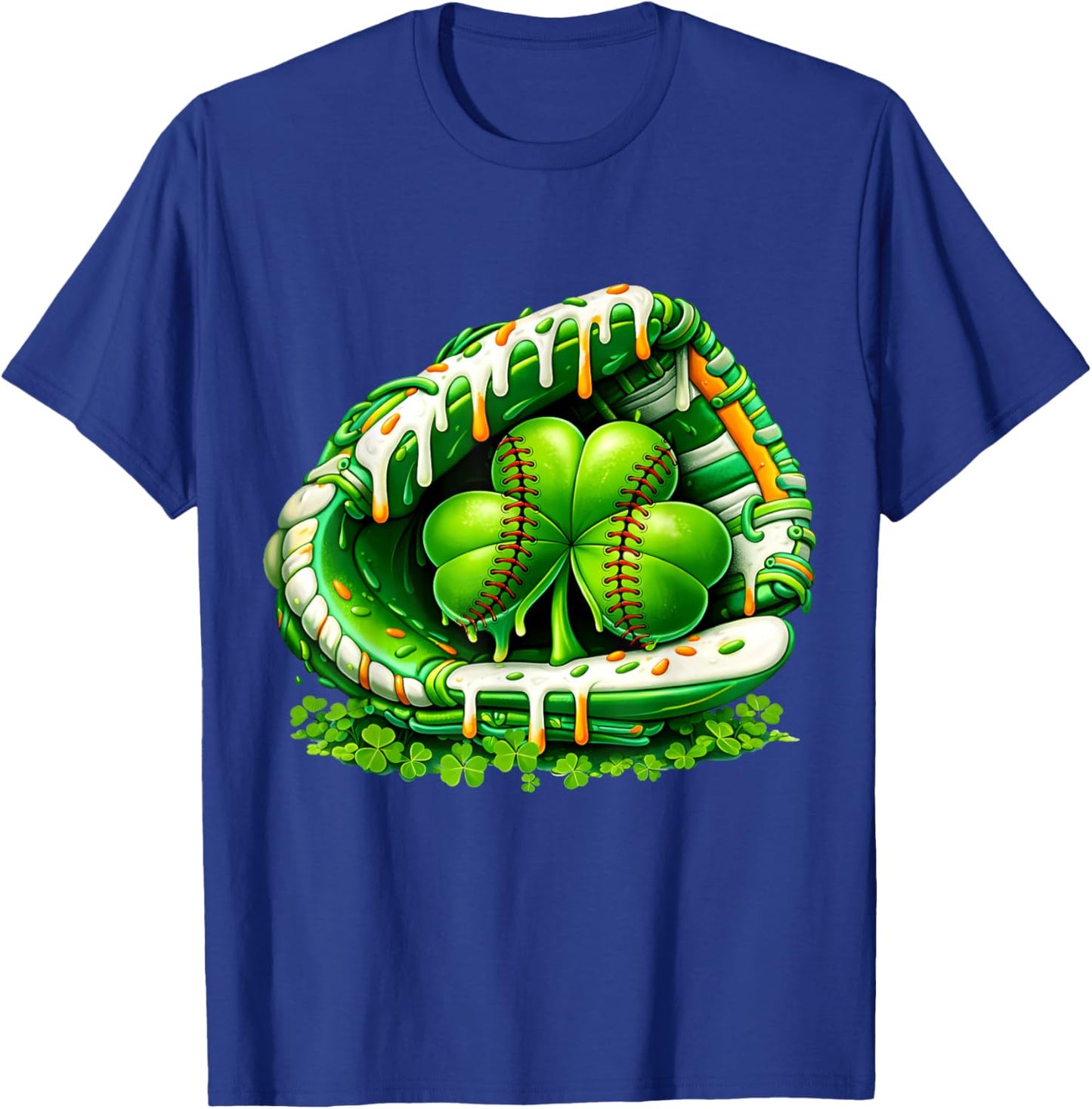 St Patricks Day Shamrock Baseball Drip Ice Cream Kids Boys T-Shirt - T-Shirt | Royal
