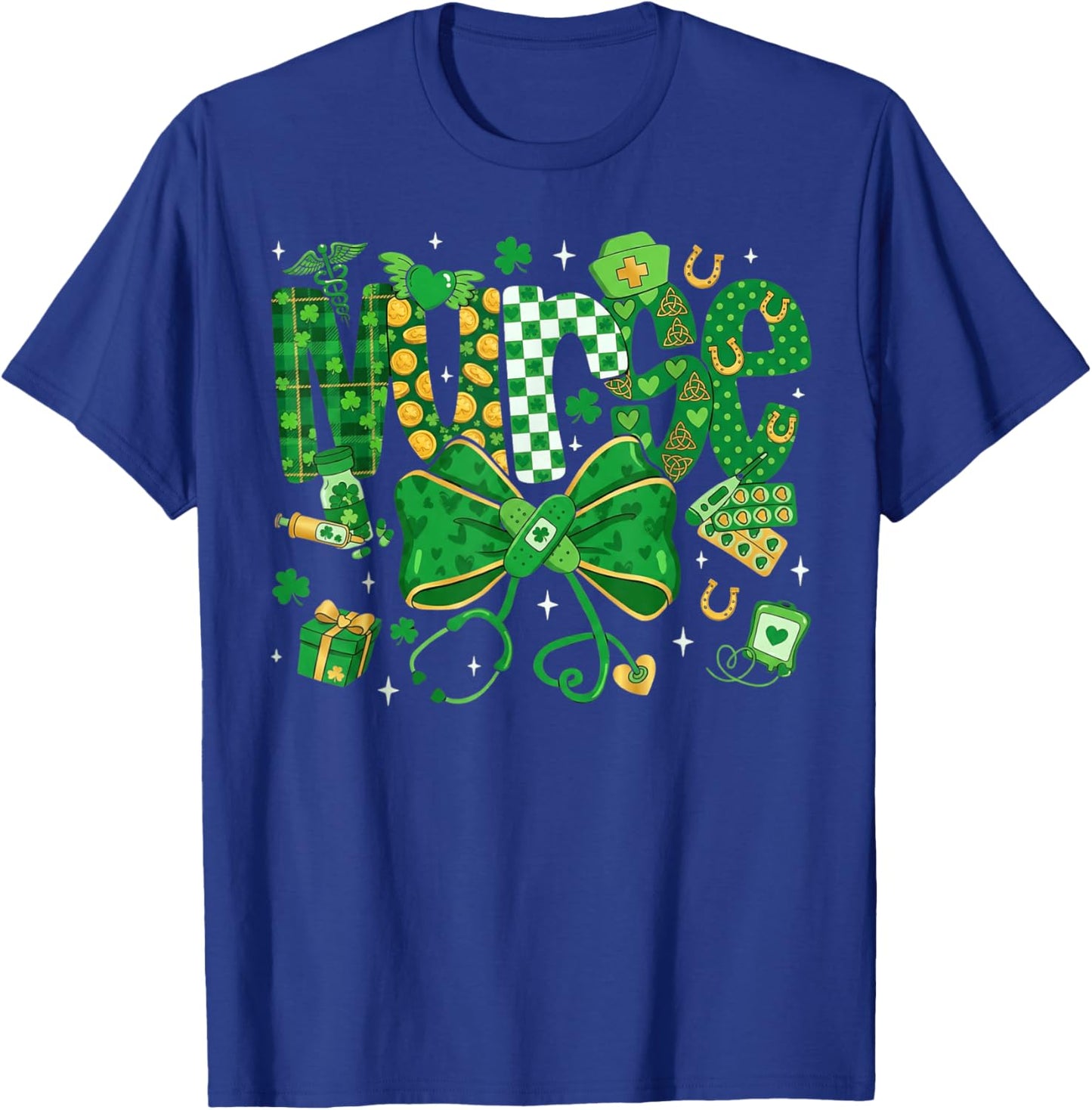 Irish Nurse St Patricks Day Stethoscope ER ICU NICU RN Women T-Shirt - T-Shirt | Royal