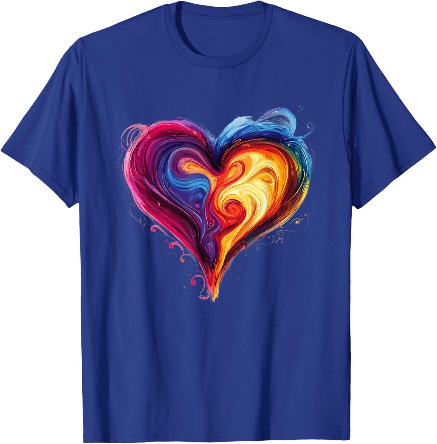 Vibrant Rainbow Swirl Heart Love Pride Aesthetic T-Shirt - T-Shirt | Royal