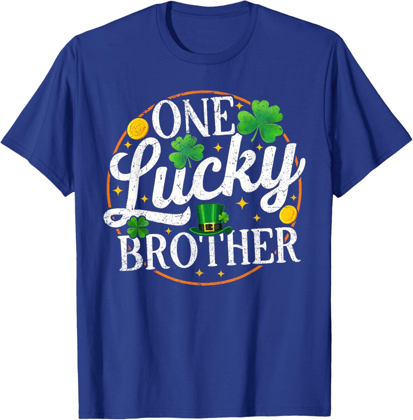 One Lucky Brother St Patricks Day Shamrock Family Matching T-Shirt - T-Shirt | Royal