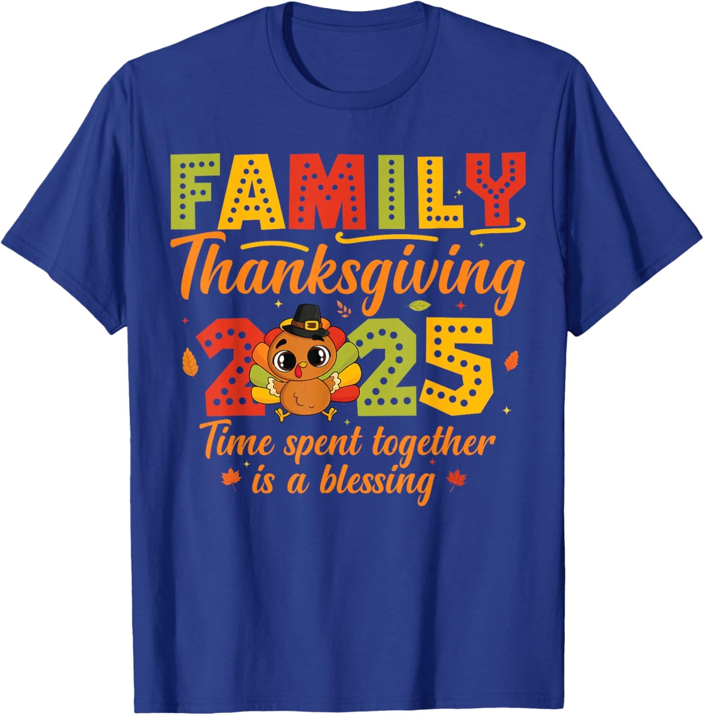 Family Thanksgiving 2025 Matching Pilgrim Hat Crew Turkey T-Shirt - T-Shirt | Royal
