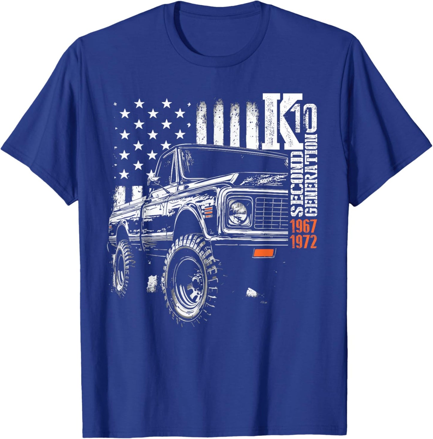 1967-1972 Second Generation K10 / C10 4x4 Custom Grill USA T-Shirt - T-Shirt | Royal