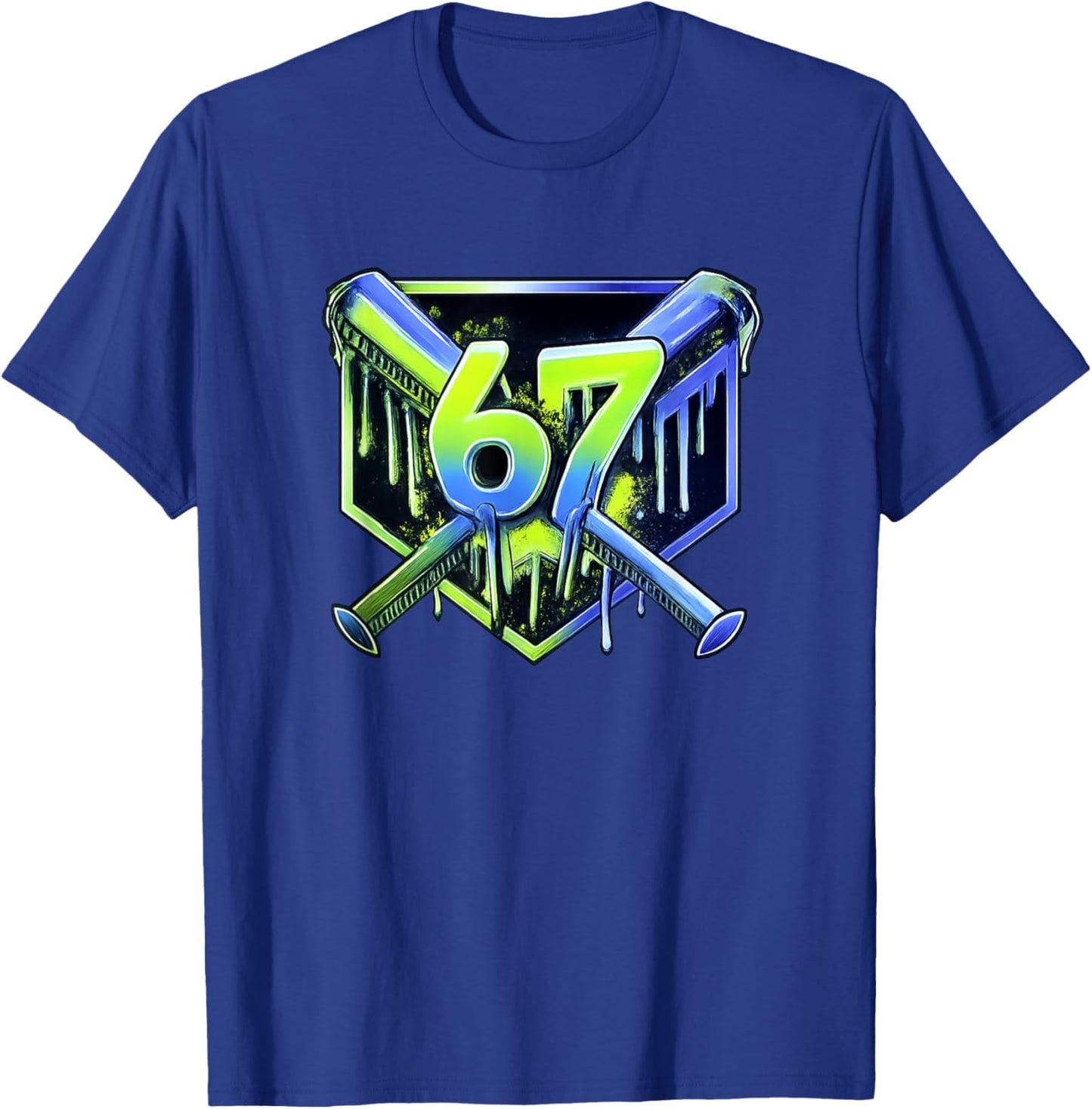 Awesome 67 Baseball Drip Effect, Baseball 6-7 Meme Graphic T-Shirt - T-Shirt | Royal