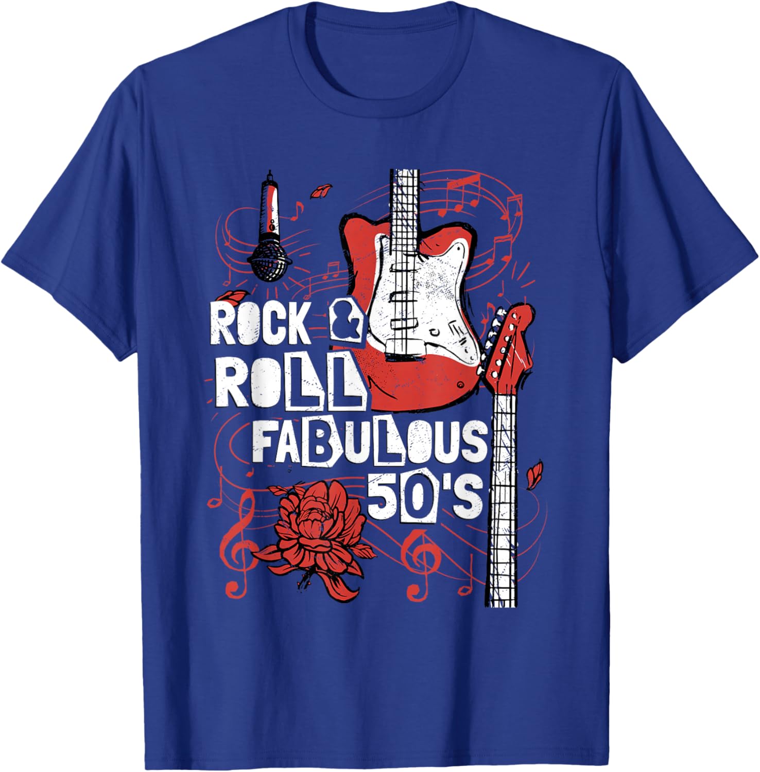 Rock & Roll Fabulous 50's Rock Band Guitar Music T-Shirt - T-Shirt | Royal