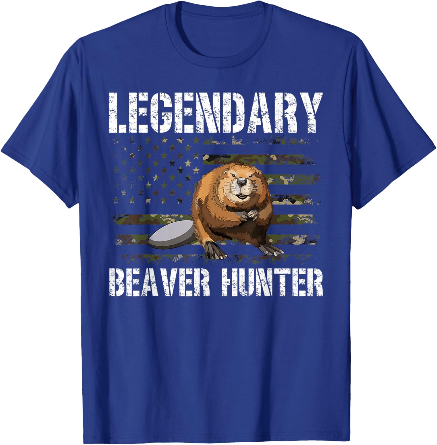 Legendary Beaver Hunter Beaver Hunting US Flag T-Shirt - T-Shirt | Royal