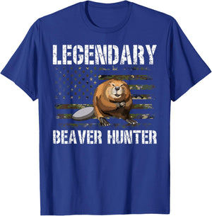 Legendary Beaver Hunter Beaver Hunting US Flag T-Shirt - T-Shirt | Royal