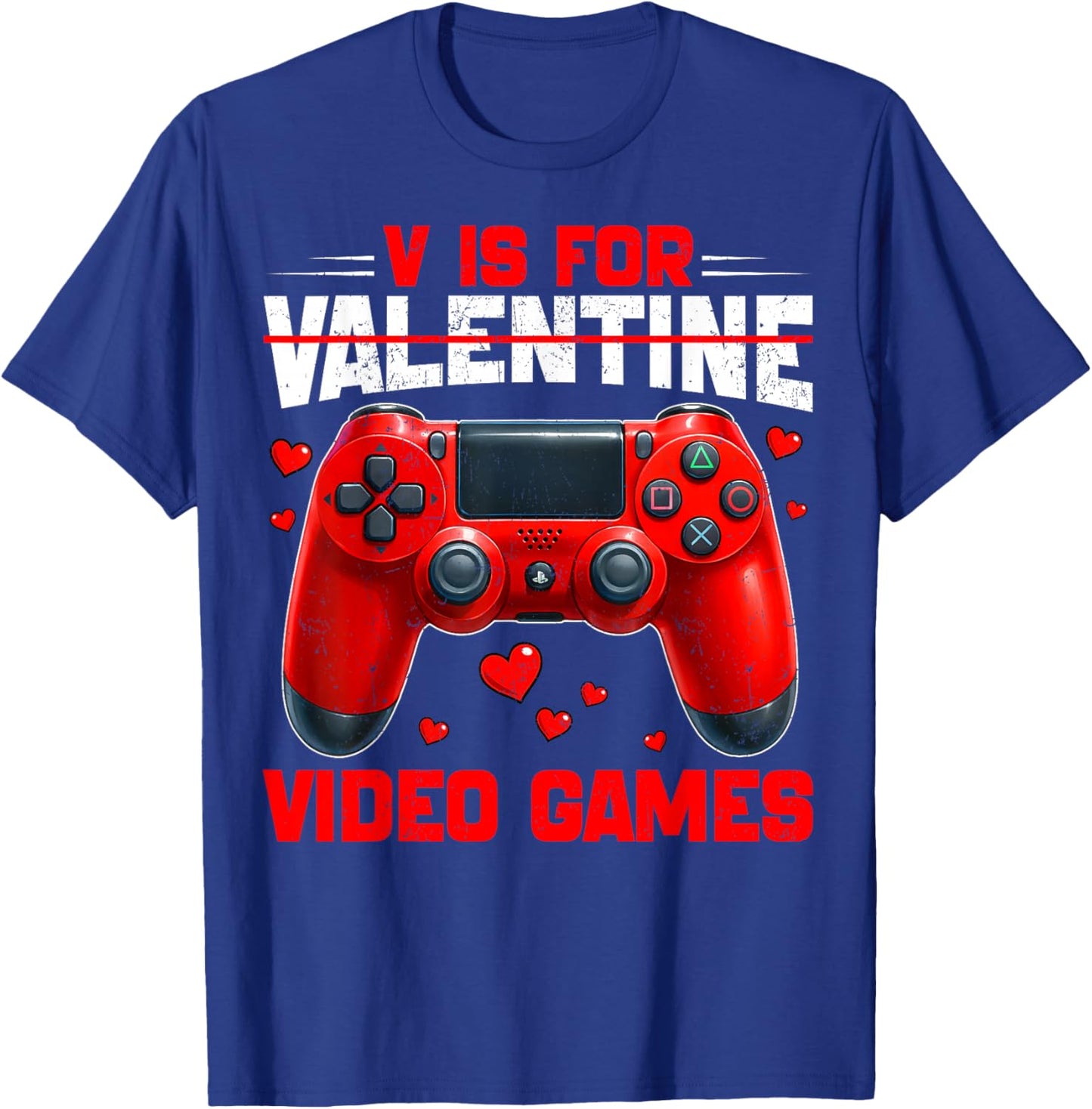 V is for Valentine Video Game Heart Outfits Men Boy Kids T-Shirt - T-Shirt | Royal