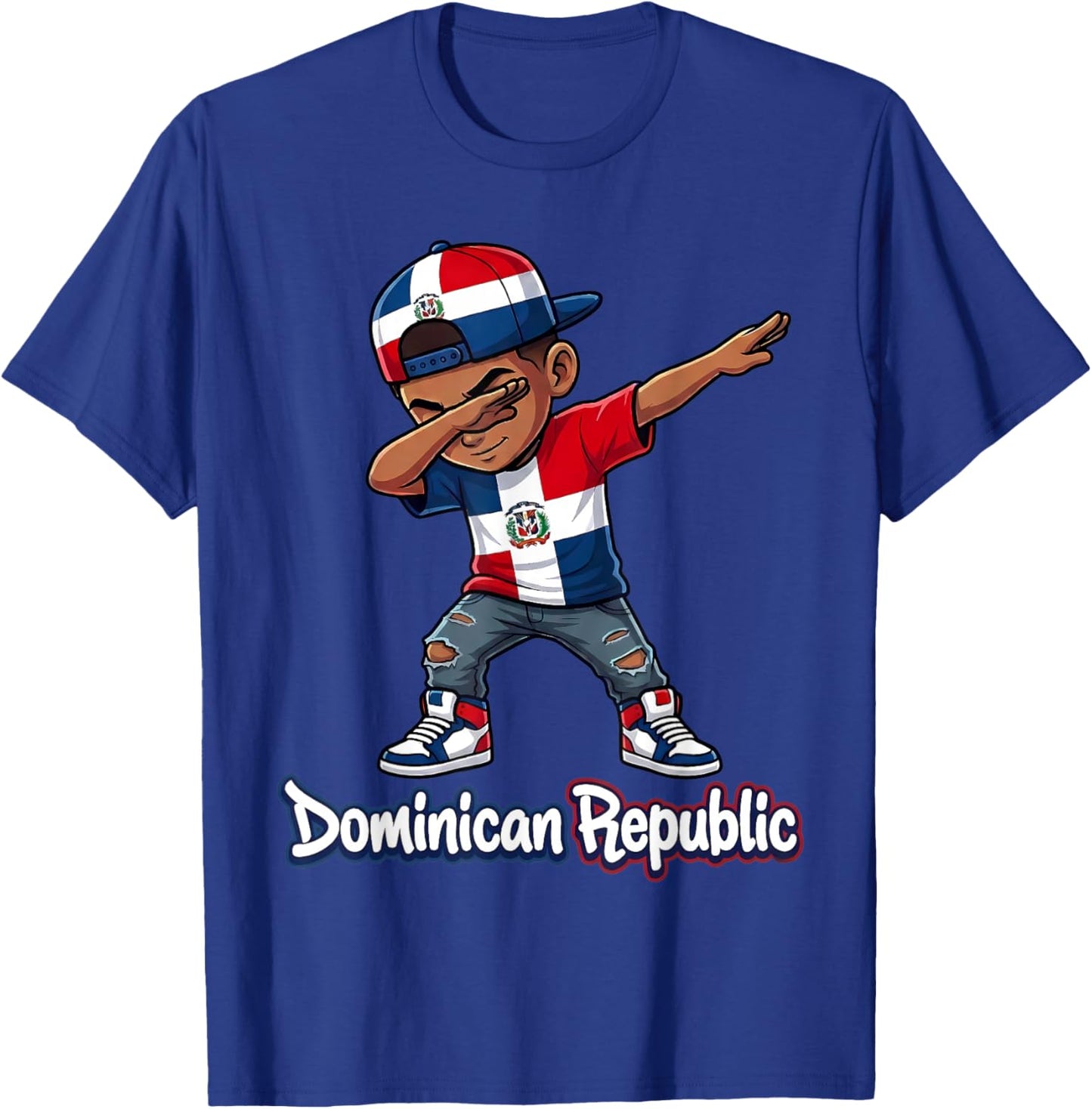 Dominican Republic Flag Dabbing Boy Dab Proud RD T-Shirt - T-Shirt | Royal