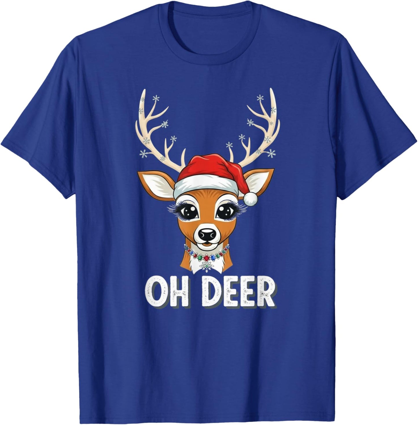 Funny Oh Deer Reindeer Santa Hat Cute Christmas Pun for Holi T-Shirt - T-Shirt | Royal