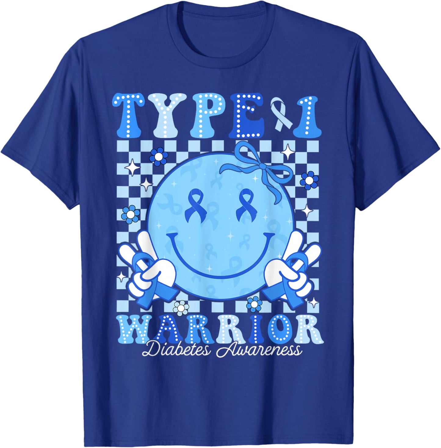 Diabetes Awareness Ribbon T1D Warrior Support Squad Girly T-Shirt - T-Shirt | Royal