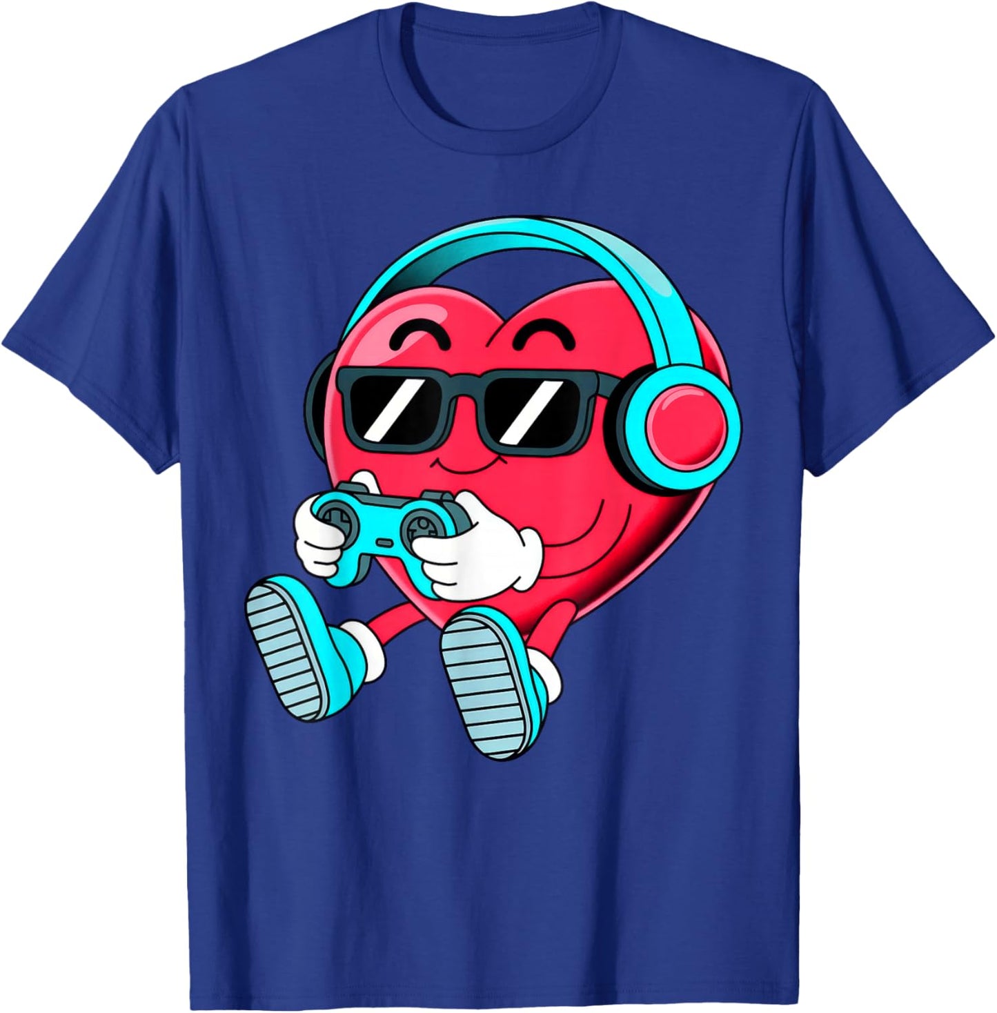 Heart Valentines Gamer Video Gaming T-Shirt - T-Shirt | Royal