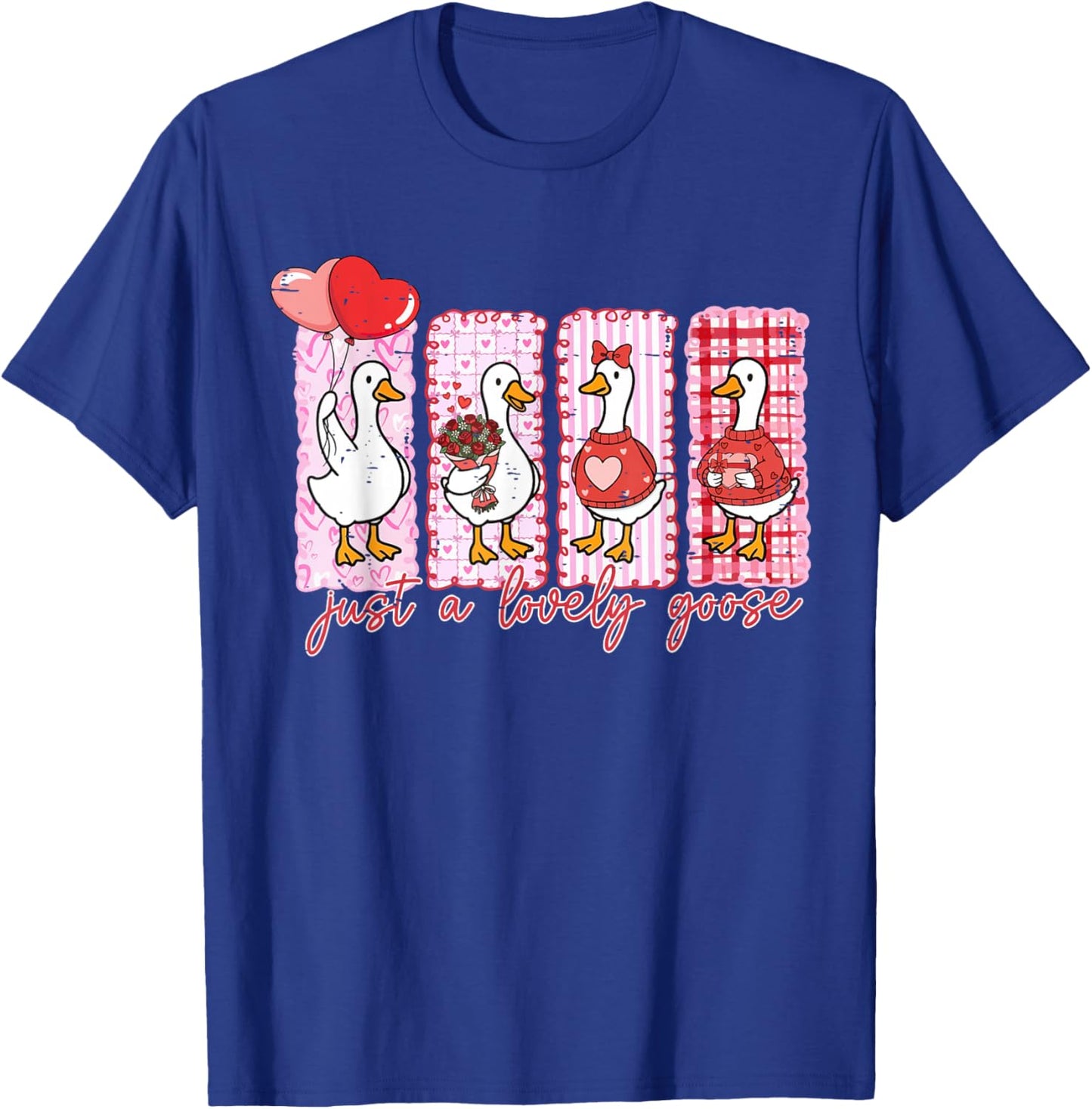 Funny Duck Valentines Retro Cute Just A Lovely Goose Lover T-Shirt - T-Shirt | Royal