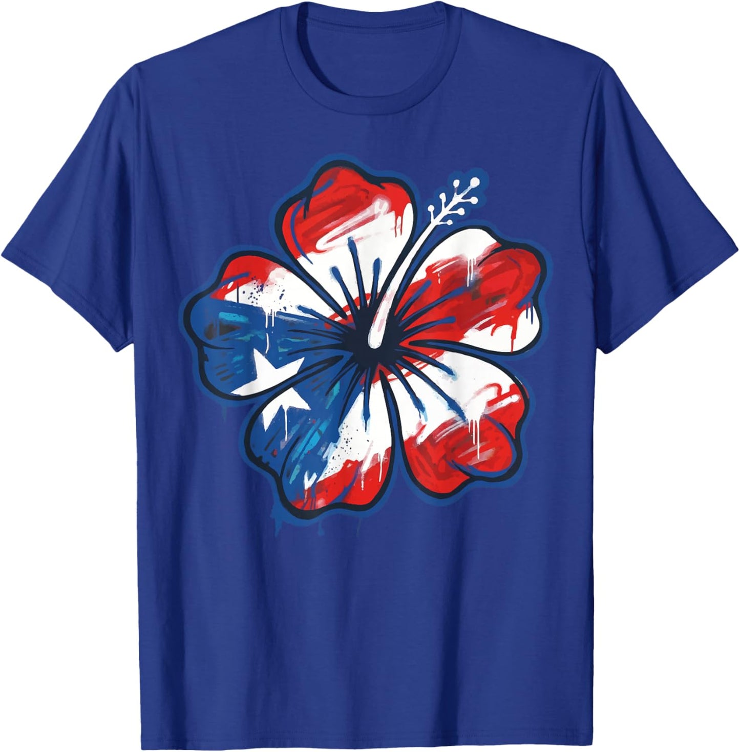 Hibiscus Puerto Rico Flag Boricua T-Shirt - T-Shirt | Royal