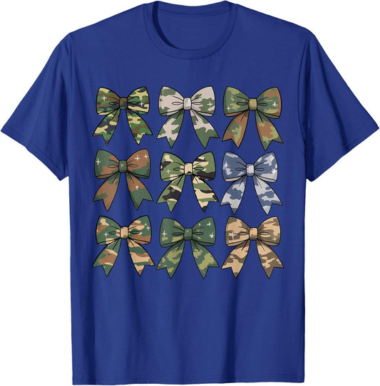 Camouflage Coquette Bow Hunting Hunter Women Girls Camo Bow T-Shirt - T-Shirt | Royal