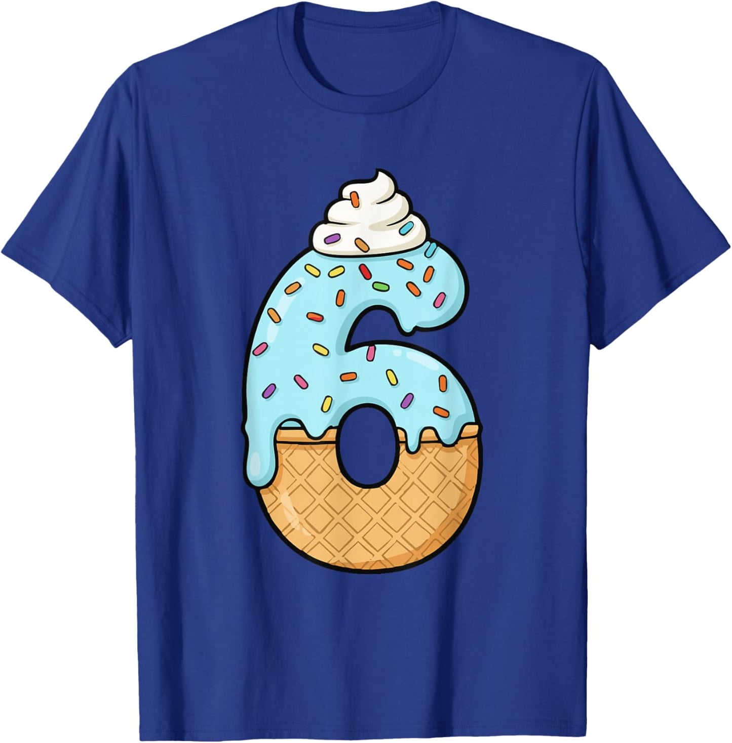 #6 Jersey Uniform Drip Teen Slang, Funny Ice Cream, 6th T-Shirt - T-Shirt | Royal