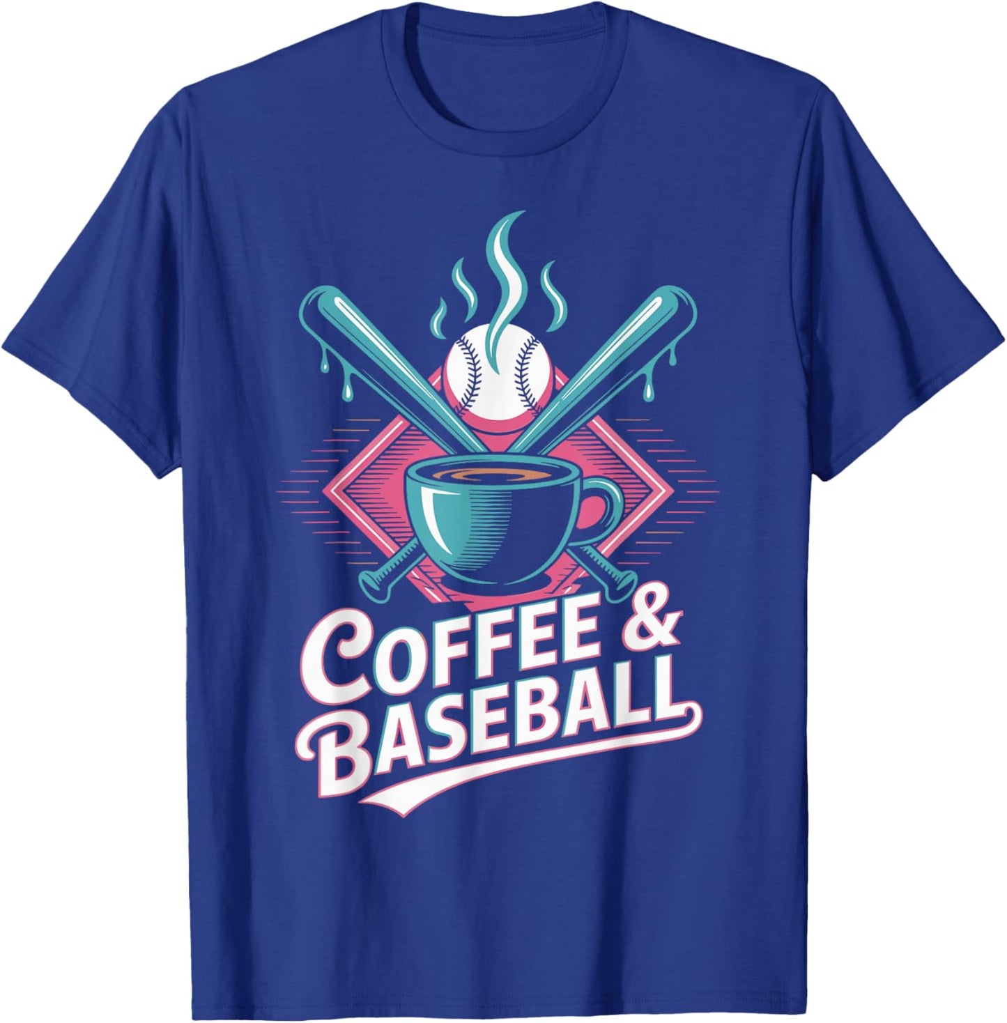 Coffee and Baseball Funny Baseball Player T-Shirt - T-Shirt | Royal