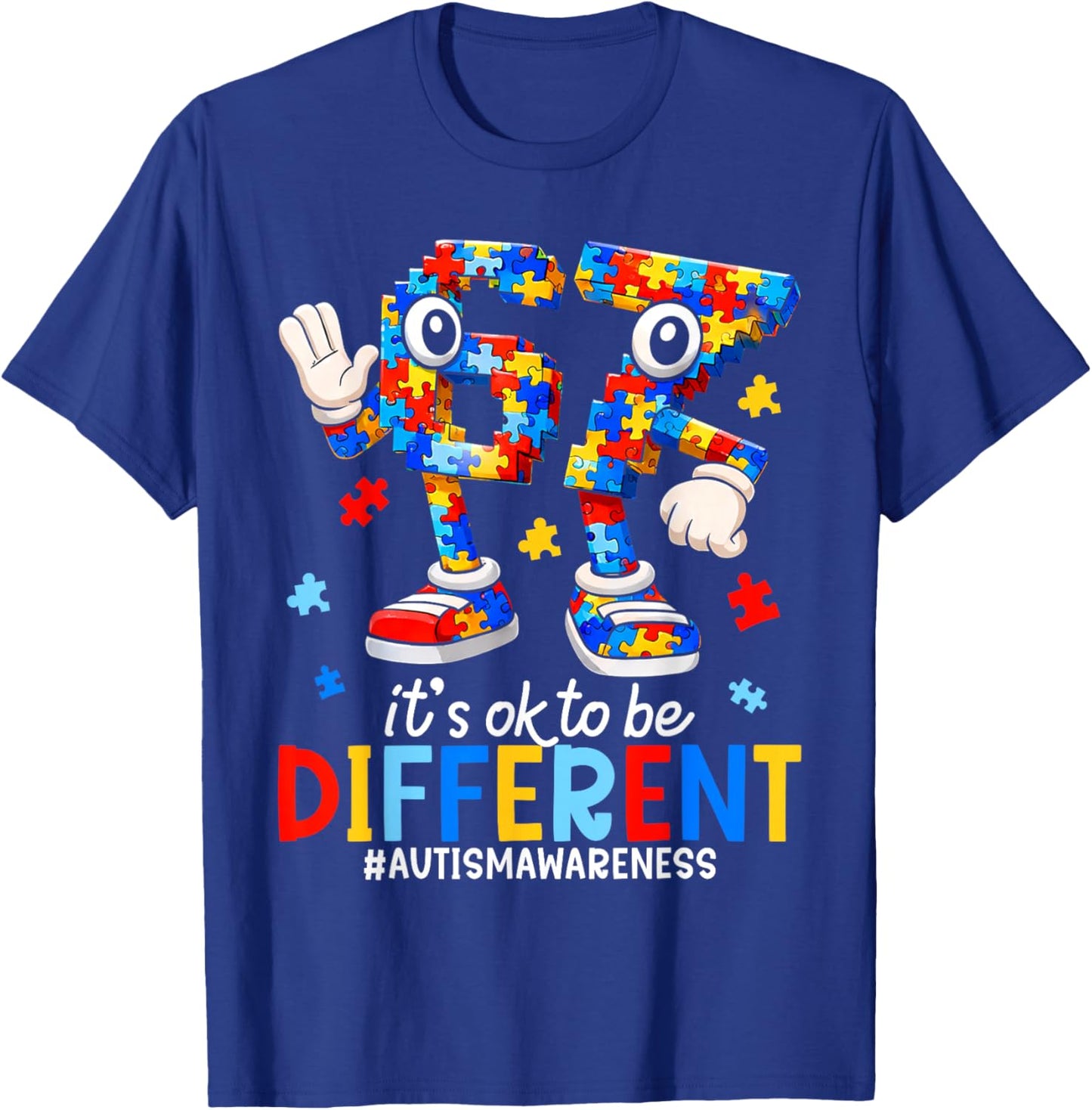 67 Autism Awareness Six Seven Boys Its Ok to Be Different T-Shirt - T-Shirt | Royal