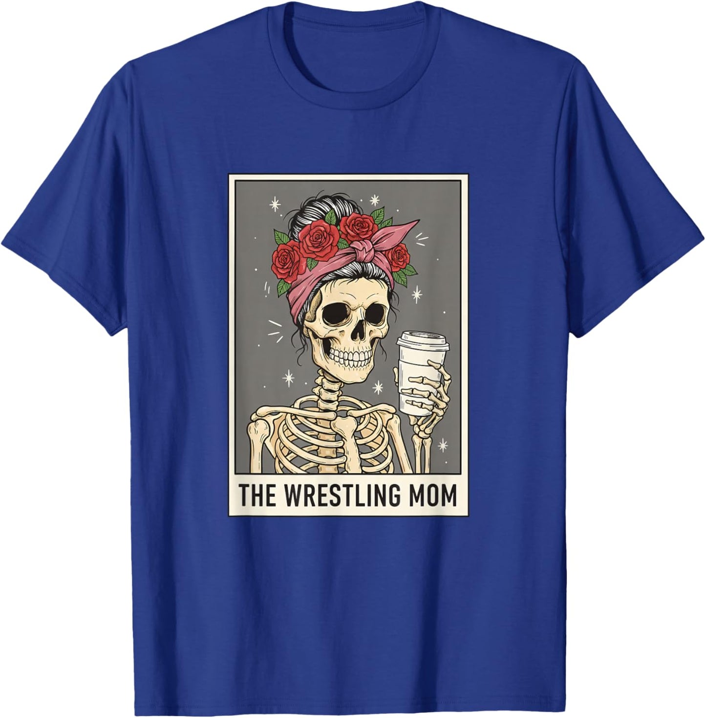 The Wrestling Mom Vintage Skeleton Mama T-Shirt - T-Shirt | Royal
