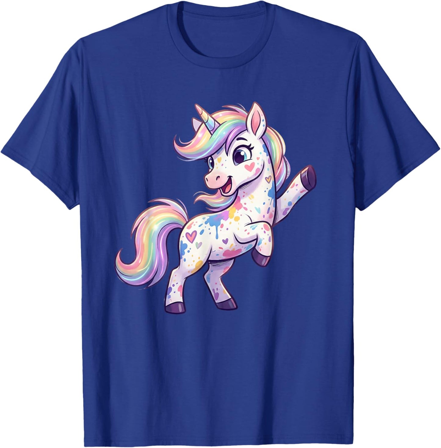 Cute Rainbow Unicorn Pastel Hearts Fantasy T-Shirt - T-Shirt | Royal