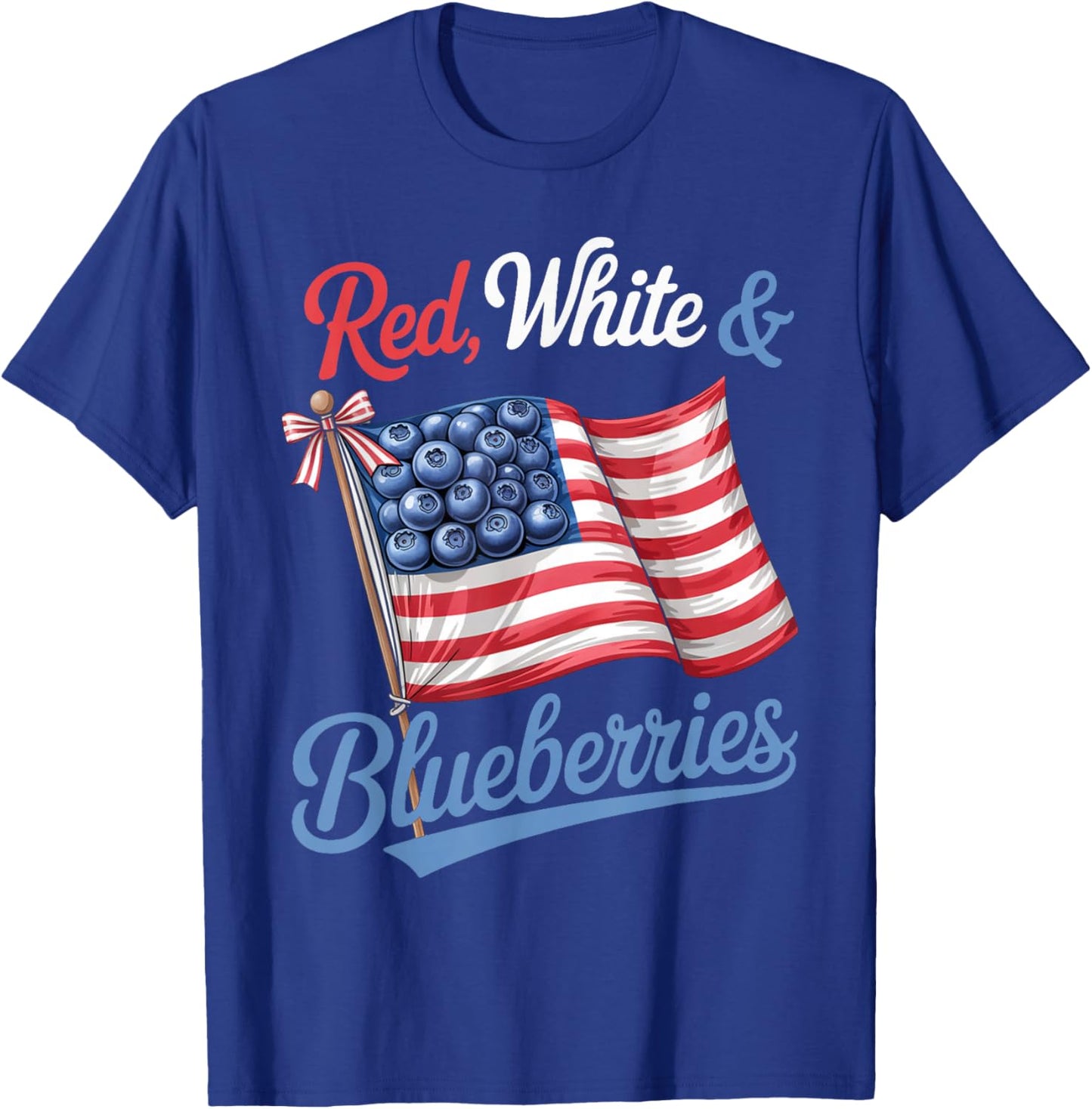 Red White & Blueberries Coquette Flag Bow T-Shirt - T-Shirt | Royal
