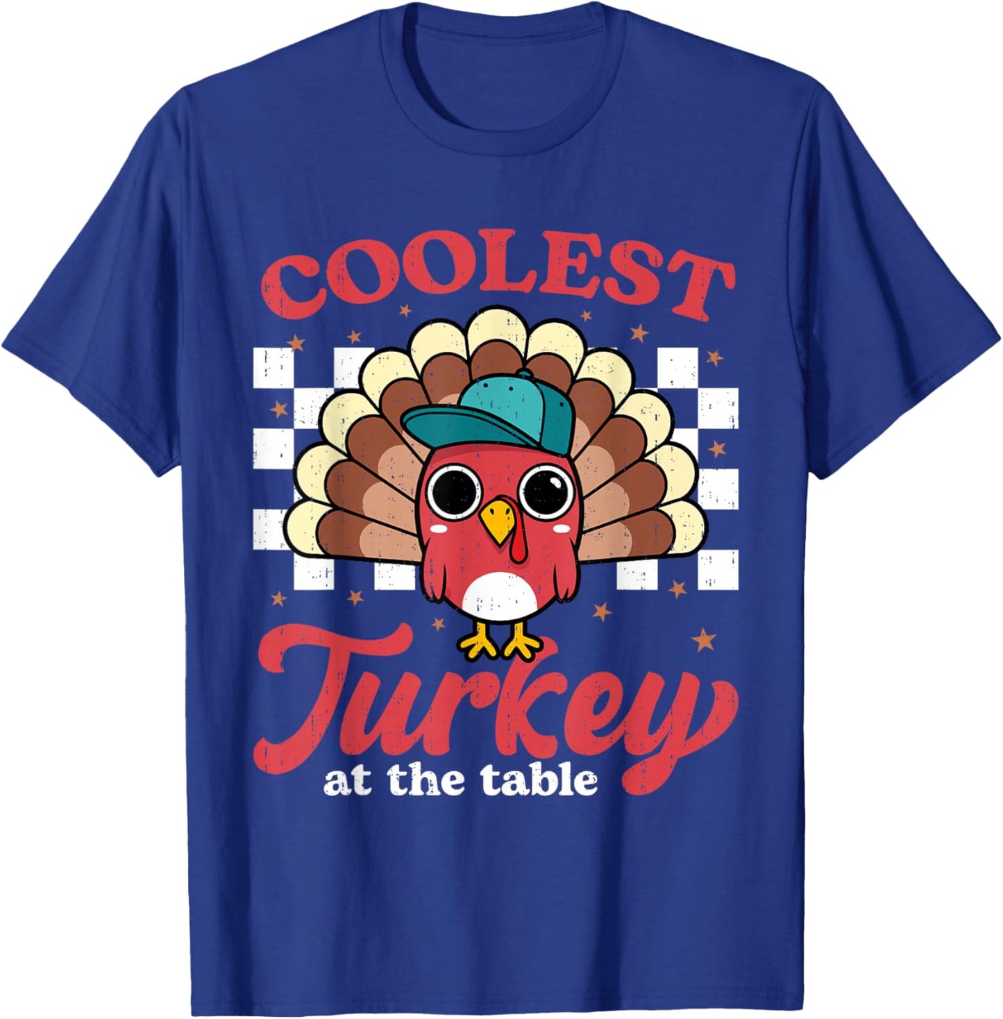 Coolest Turkey At Table Funny Thanksgiving Boys Toddler Kids T-Shirt - T-Shirt | Royal