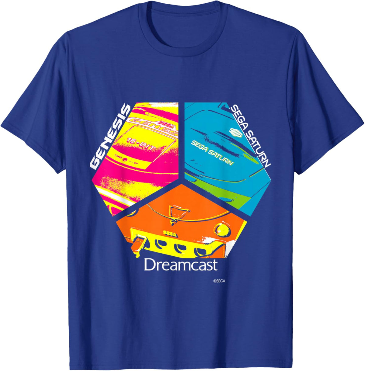 SEGA Dreamcast Genesis Saturn Mixed Console T-Shirt - T-Shirt | Royal