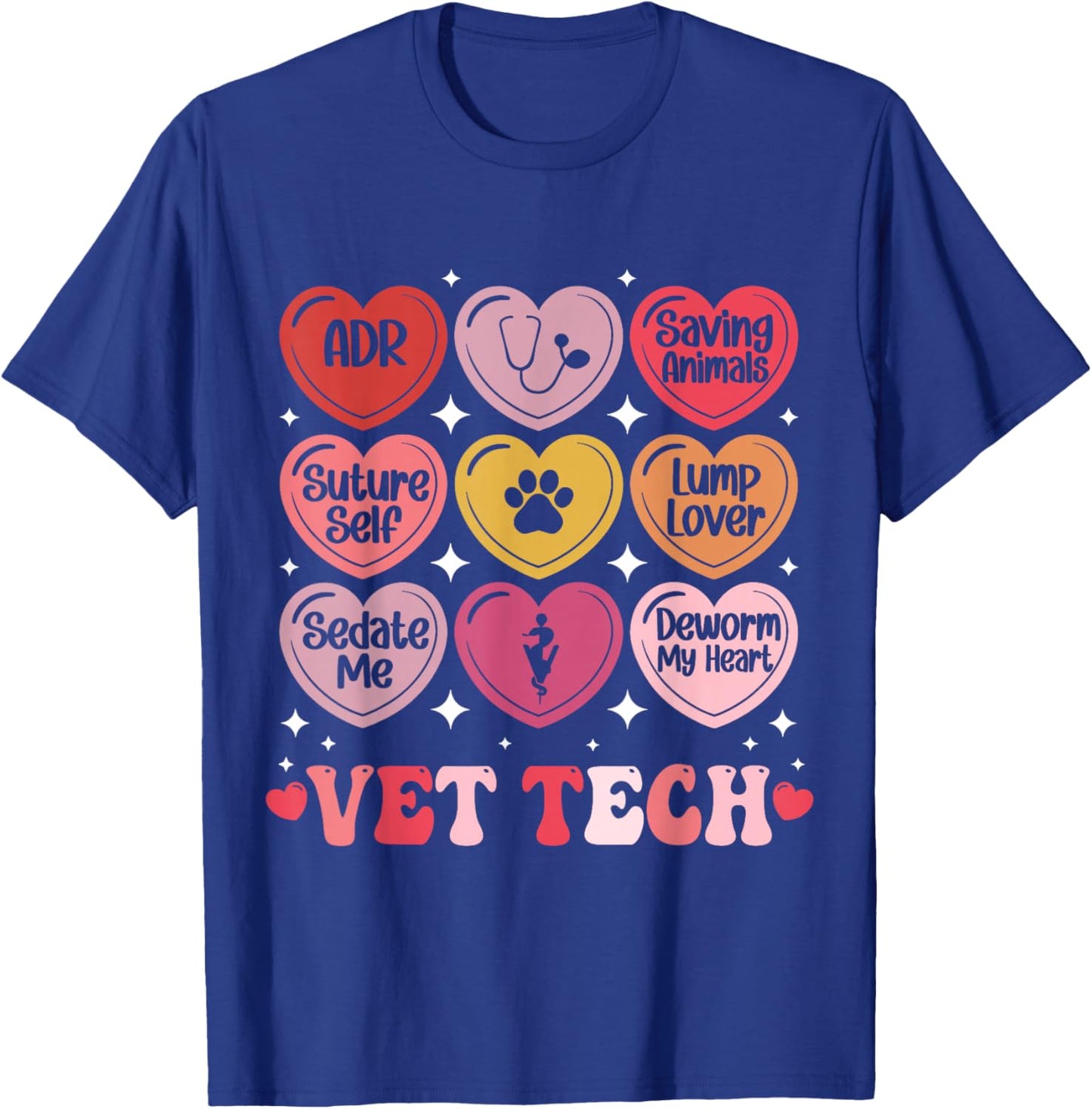 Vet Tech Valentine's Day Veterinary Medicine Hearts Candy T-Shirt - T-Shirt | Royal